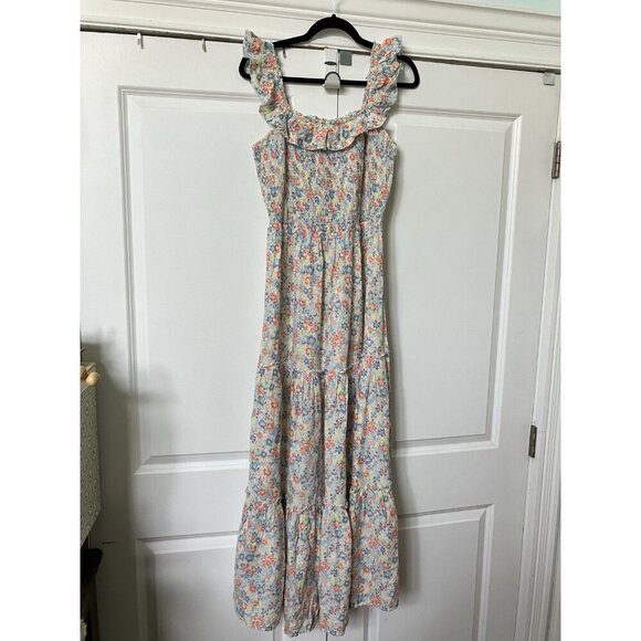 NWT Old Navy Ruffled Smocked Bodice Floral Maxi Dress Womens M Tall Tiered Boho - Picture 2 of 11